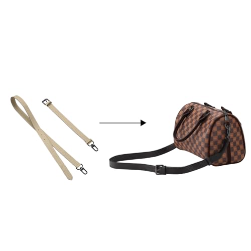 IBWell Genuine Leather Strap Replacement Crossbody Adjustable with Shoulder Strap Pads for Travel Duffel Bags - color: Beige-gun Buckle