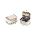 Genuine Leather Mini Jewelry Box Coin Purse for Women,Solid Color Kiss Lock Jewelry Case Organizer,Mini Travel Ring Box - color: White