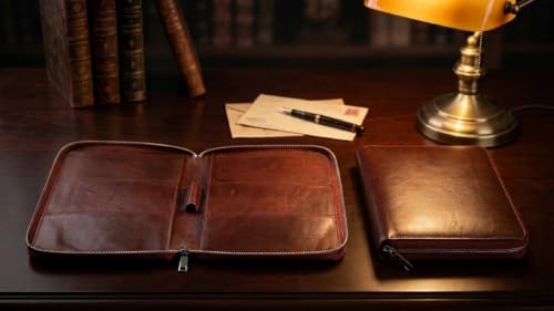 Full Grain Leather Checkbook Cover for Multiple Check Books - Checkbook Organizer for Up to 6 Books With Duplicate Checks - Checkbook Holder for Women and Men, Gift for Loved Ones - color: Brown