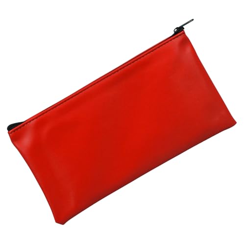 1 Pack Money Bag with Zipper, 11 x 6.1 Inch Cash Pouch, Multi-Purpose Bank Bag for Cash, Checks, Documents & Cosmetics (Red) - color: Red