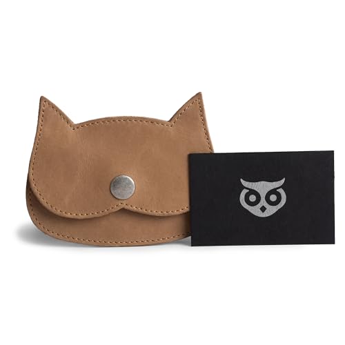 Hide & Drink, Cat Shape Wallet Handmade from Full Grain Leather - Single Malt Mahogany - color: Single Malt Mahogany