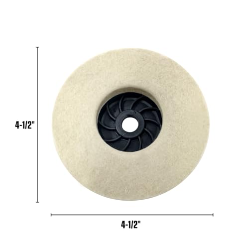 LINE10 Tools 4pk Felt Buffing Disc 4-1/2 inch with 5/8-11 Threaded Arbor for Angle Grinders