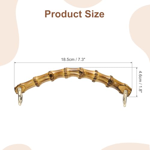 uxcell Bamboo Purse Handle, 7.3" U-Shaped Handbag Handle with D Ring, Replacement Decorative Handbag Strap for Crochet Beach Straw Bag Making, Brown - size: 7.3"