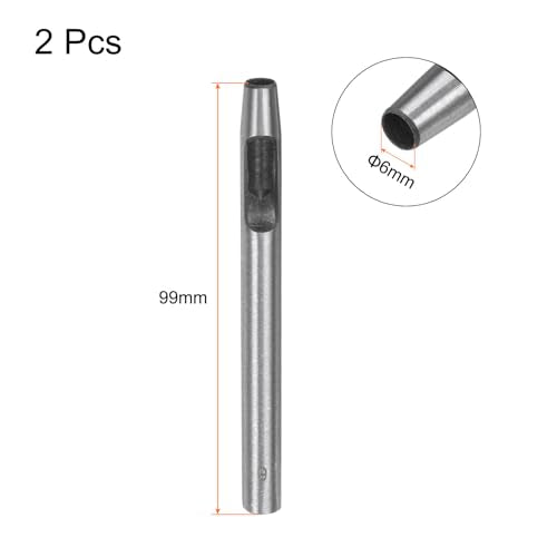 HARFINGTON 2pcs Hollow Punch for Leather 6mm Round Hole Punch Tool for Belt Puncher Carbon Steel Single Punch for Watch Belt Cut Leather Craft Rubber Paper Fabric Plastic Soft Material - size: 6mm
