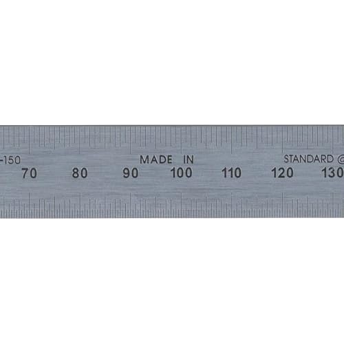 150mm High Contrast Metal Ruler, Stainless Steel with Black Chrome Finish, Fully Metric Graduation (0.5mm, 1.0mm), Easy to Read Machinist Rule, Made in USA - color: Carbon Steel-Rigid, size: 150mm