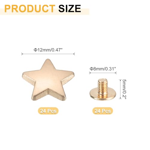 uxcell Metal Star Rivets Studs, Star Rivets Screw Nailhead Punk Rivets, Metal Leather Rivets for Leather Craft - color: Light Gold