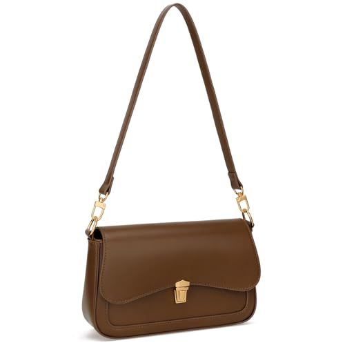 KKXIU Small Shoulder Bag for Women Cute Hobo Handbags Mini Clutch Purses | Classic Trendy Retro Underarm Crossbody Bag with Detachable Straps, Zipper Closure - color: Tan