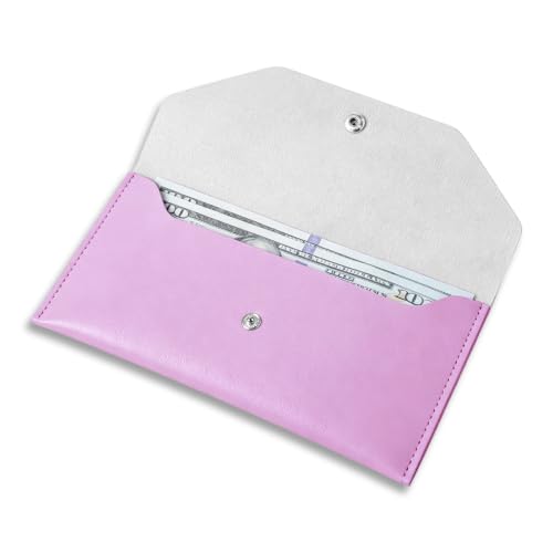 BLMHTWO Cash Wallets for Women - Reusable Leather Cash Envelope Wallet for Budgeting, Billing (Deep Purple) - color: Deep Purple