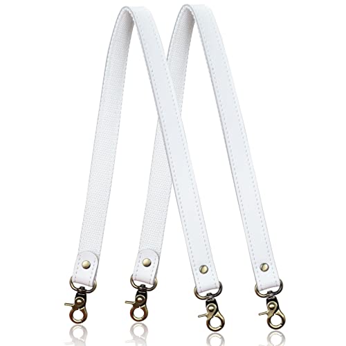 Allzedream Genuine Leather Purse Strap Sewing Canvas Replacement Handbag Shoulder Bag 2 Pcs - color: White