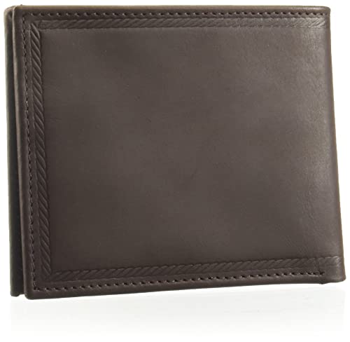 Nautica Men's Bifold Leather Wallet | RFID Blocking | ID Window | Card Slots | Organization | Durable | Stylish - color: Embossed Leather - Brown
