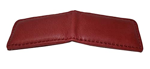 Men's New Leather Strong Magnetic Money Clip (Wine) - color: Wine