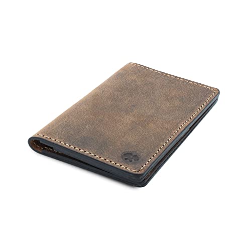 Leather Passport Holder for Men | Made in USA | 3.5" x 5.5" Field Notes Cover | Bootlegger Brown - color: Bootlegger Brown