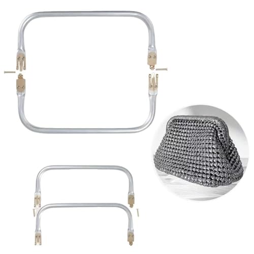 2PCS Purse Frame Kiss Lock Clasp Rectangle Lock Frame Metal U-Shaped Bag | CALINNL Handle Purse Hardware for DIY Handle Bag Making Supplies Crochet Purse Accessories 11.02"*3.54" - size: 28*9cm/11.02*3.54in