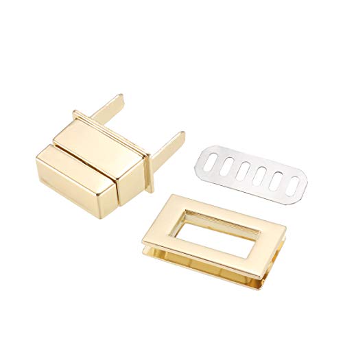 uxcell Rectangular Purses Twist Lock 32mmx20mm Clutches Light Gold 1 Set