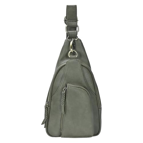 Antik Kraft Tasha Crossbody Sling | Vegan Leather Crossbody Bag for Women with 16-20" Strap | Sling Bags for Women - color: Moss