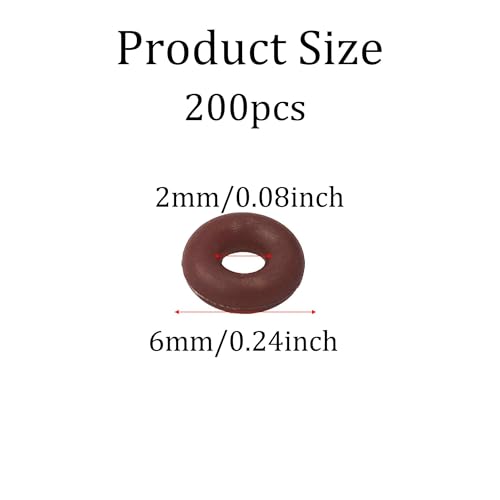 200PCS 2mmx6mm Dark Brown Silicone O Rings, Stopper Spacer Beads for Jewelry Making, Anti-Slip Locating Rings for DIY Bracelet Necklace Craft Accessories - color: Dark Brown