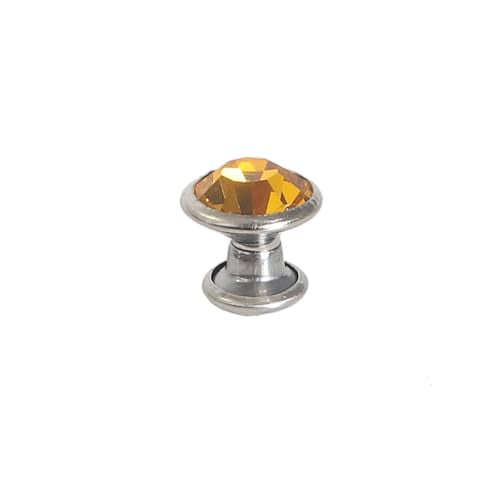 100 Sets Cz Colorful Crystal Rivets Silver Color Spots Studs Double Cap for DIY Leather-Craft (Topaz, 6MM) - color: Topaz, size: 6MM