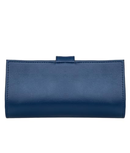 Women’s Genuine Leather Wallet – Slim Design with Secure Snap Multiple - Card Slots & Interior Zipper Pocket (Blue) - color: Blue