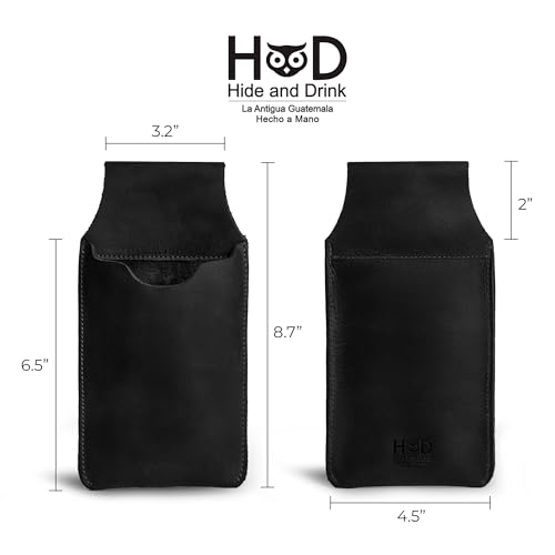 Hide & Drink, Waist Phone Holder Pouch, Accessory Bag, Soft Case for Work & Outdoors Essentials, Full Grain Leather Handmade - color: Charcoal Black