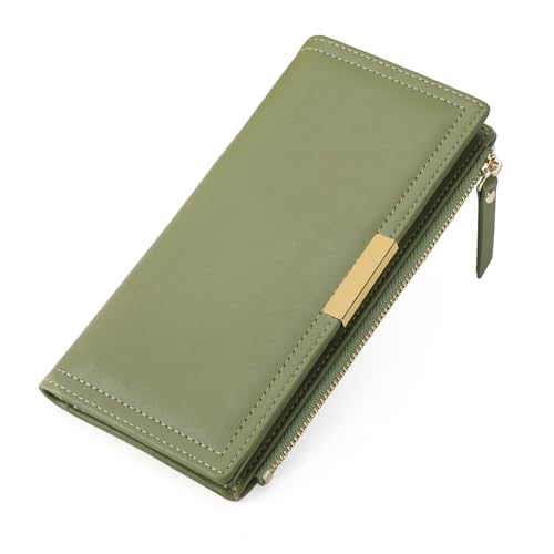 Slim Women's Wallet Ladies Credit Card Holder Bifold RFID Blocking - color: A03 Green