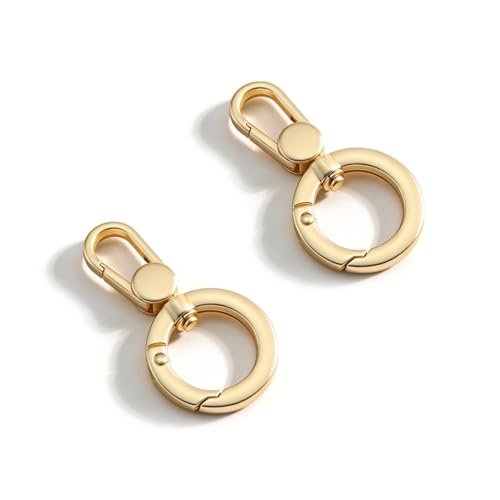 2pcsDouble Opening Snap Hooks,Push Gate Snap Hook Metal Swivel Lobster Claw Clasp Purse,Backpack,Bag Strap,Keyring,Phone case (Matte Gold) - color: Matte gold