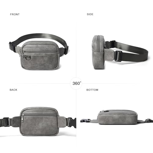 Leresas 2L Fanny Pack for Women Belt Bag Waist Purse Waist Bag Vegan Leather Fanny Pack Travel Waist Pouch Dark Grey - color: Dark Grey