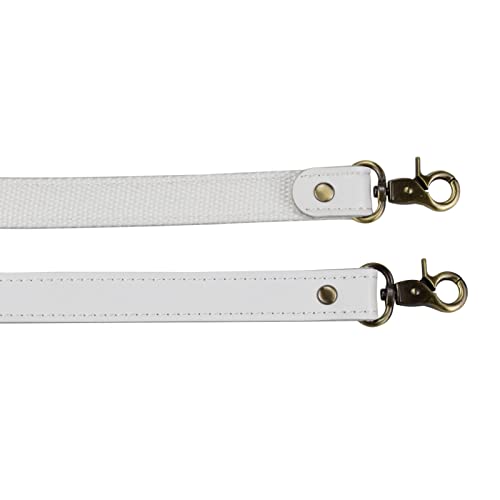 Allzedream Genuine Leather Purse Strap Sewing Canvas Replacement Handbag Shoulder Bag 2 Pcs - color: White