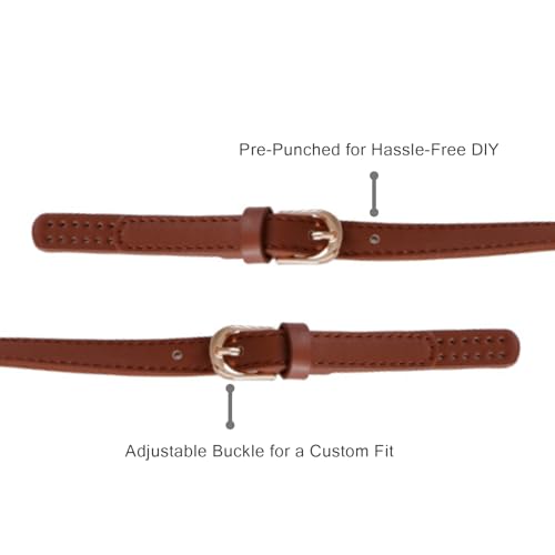 XIMEO 2 Pack Adjustable PU Leather Replacement Purse Straps with Buckles | Adjustable Length, PU Leather Material, Metal Buckles, Handbag Repair and DIY Projects - color: Brown