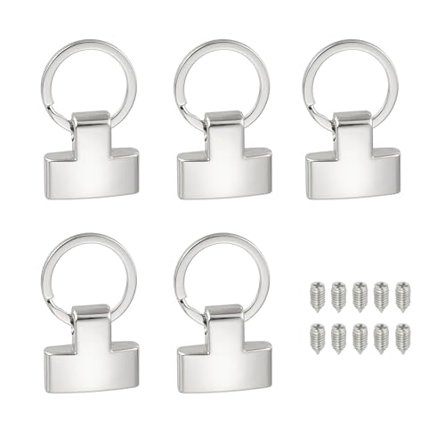 PATIKIL 5 Sets Key Fob Hardware with Split Ring, 1 Inch Key Hardware Set with 2 Screws for Car Keychain Wristlet Lanyard Leathercraft, Silver Tone - color: Silver Tone