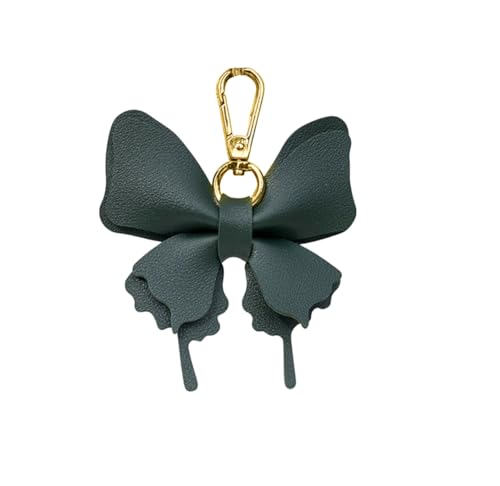 Women's Leather Bow Keychain, Stylish Multi-Color Bag Charm with Lobster Clasp, Cute Purse/Key Accessory - color: Green