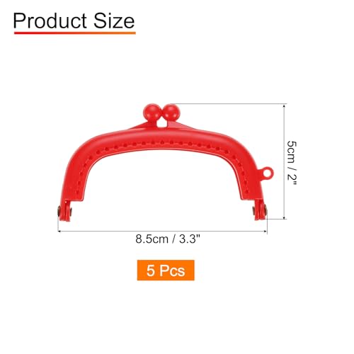 uxcell 5 Pcs Plastic Purse Frame, 8.5cm/3.3" Retro Arch Kiss Lock Clasp Frame Embossed for Purse Making, Handled Bag, Coin Bag Clutch Bag, Frame Hardware Replacements (Red Bronze) - color: Red Bronze