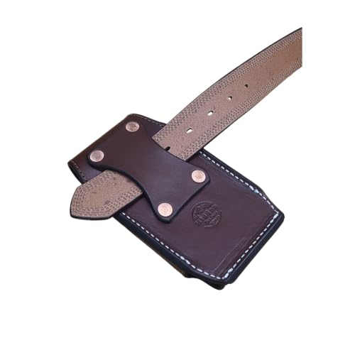 Custom Leather Phone Holster, Heavy Duty Belt Pouch Case with Snap Closure, EDC Waist Carry Cell Phone Sheath (Brown) - color: Brown