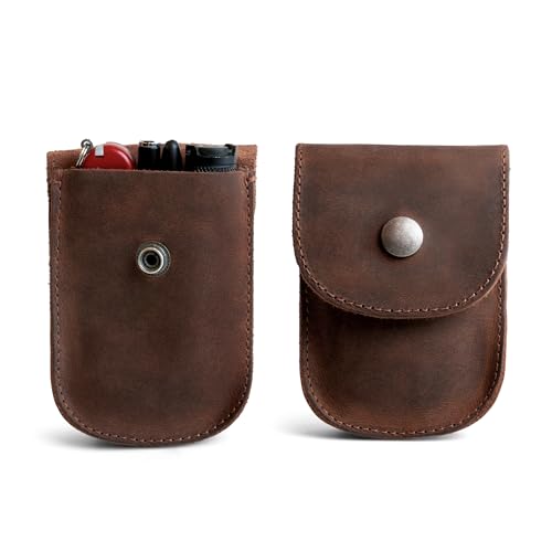 Hide & Drink, Holster Pouch, Durable EDC Waist Bag for Coins, Pocket Wallet, Headphones, Personal Items, Conveniently Attaches to Belt, Full Grain Leather, Handmade - color: Bourbon Brown