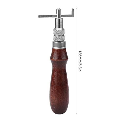 Professional Leather Groover Tool, Adjustable High Hardness Quenched Steel Leather Edge Stitching Notcher for DIY Leather Craft Wooden Handle 135mm