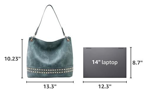 Purses for Women Hobo Bags Slouchy Shoulder Bag Tote Handbags | Stylish for Everyday Use, Zip-top Closure, Back Anti-theft Pocket, 3 Inner Pockets, Comfortable Wide Strap for Dating Errands - color: D-turquoise