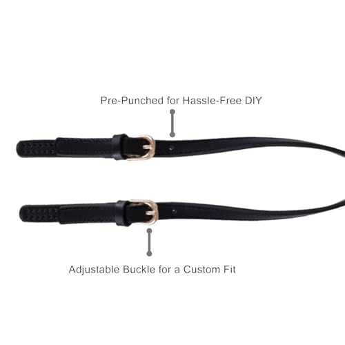 XIMEO 2 Pack Adjustable PU Leather Replacement Purse Straps with Buckles | Adjustable Length, PU Leather Material, Metal Buckles, Handbag Repair and DIY Projects - color: Black