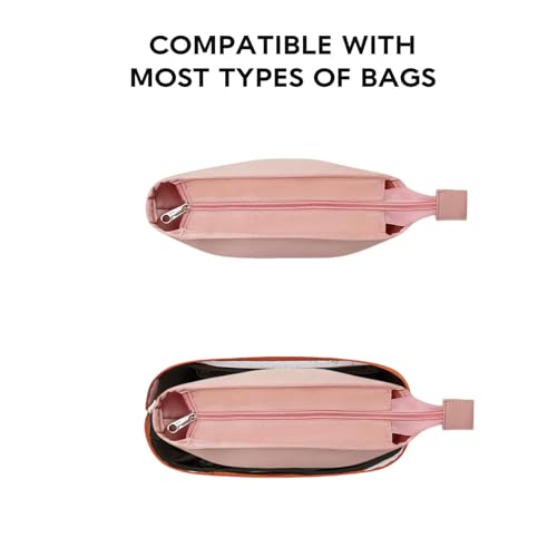 GIVLEFLY Satin Purse Organizer Insert for Bucket Bag, Silky Polyester Handbag Liner, Lightweight Structured Purse Shaper for Women,zipper pink small - color: Pink Zipper, size: Small