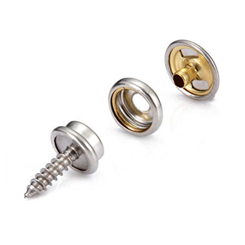 PZRT 10 Sets Canvas Snap Kit Fastener Screw Snaps Consists of Buttons Sockets and Screw Studs for Leather Jackets Handbags - color: silver