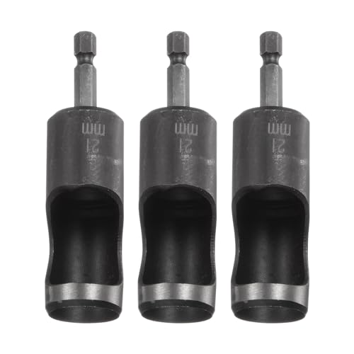 HARFINGTON 3pcs Leather Hollow Punch 1/4 Hex Shank for Drills, 21mm Dia Rotary Hole Punch for Thick Fabrics Leathercraft Working - size: 21mm