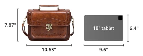 ECOSUSI Women PU Leather Satchel Purse Vintage Small College Crossbody Messenger Bag Work Cross-body Bag - color: 1-brown
