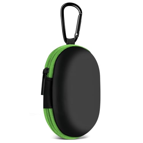 1 Pack Oval Earbud Case Storage Bag with Carabiner, Green | Portable EVA Carrying Case, For Wired/Wireless Headphones, SD Card Storage, Camera Chip - color: D3-oval green