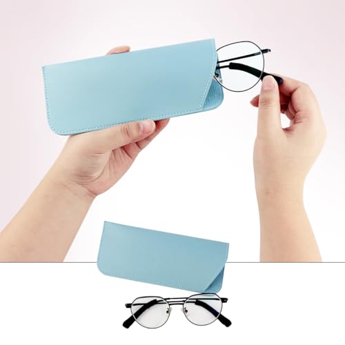 4 Pack Soft Leather Glasses Case 7x3 Inch Eyeglasses Pouch Portable PU Leather Glasses Pouch - color: 4 Light Colors