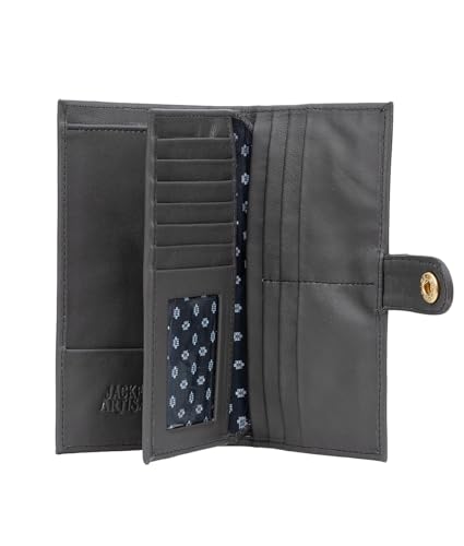 Women’s Genuine Leather Wallet – Slim Design with Secure Snap Multiple - Card Slots & Interior Zipper Pocket (Grey) - color: Grey