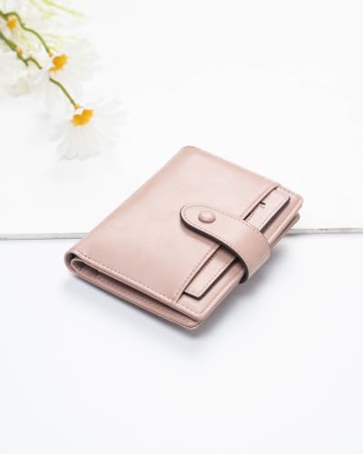 Alldaily Small Slim RFID Blocking Leather Wallet for Women, Bifold with 10 Card Slots and Coin Pocket (Dark Pink) - color: Dark Pink