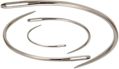 4 Pcs Silver Curved Leather Sewing Needles, Heavy Duty, Set for Weaving, Crafts Repairing, Hand Sewing Needles