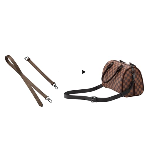 IBWell Genuine Leather Strap Replacement Crossbody Adjustable with Shoulder Strap Pads for Travel Duffel Bags - color: Bronze-gun Buckle