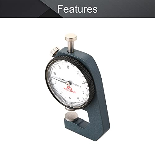 Utoolmart Dial Thickness Gauge, Flat Head Thickness, 0-10mm Tester Dial Measuring Tool for Paper Leather Cloth Paper, Film, Wire 1 Pcs - size: C-05 0-10mm