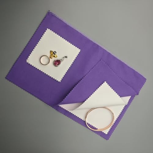 2pcs Jewelry Cleaner&Polishing Clothb for Ring,Earring,Watch and Coins Care | Sterling Silver Gold Platinum Tarnish Remover,Non-Toxic Eco Friendly,Jewelry Cleaning Cloth - color: Dark Purple