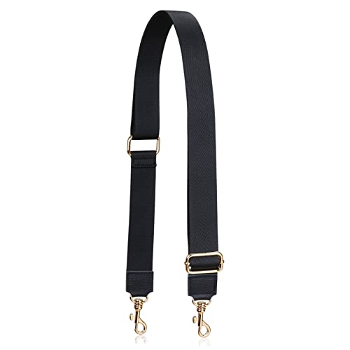 Allzedream Thick Purse Strap Wide Adjustable Replacement Crossbody Bag Handbag Leather Ends - color: Black-gh-leather Tip