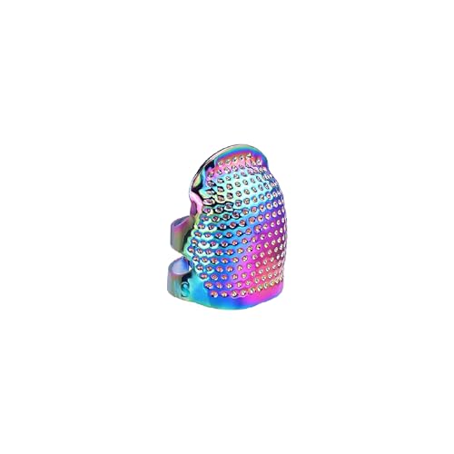 1 Pcs Adjustable Metal Sewing Thimble Finger Protector Open Top Ring Thimble Fingertip Shield for Quilting Embroidery Hand Sewing Tool(Colorful, S) - color: Colorful|S